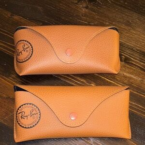 Two Ray-Ban Tan Leather Sunglasses Cases
